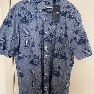 Chaps Ocean Blue Patterned Shirt XL